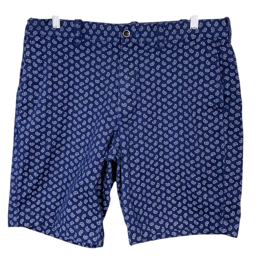 J. Crew Stretch Blue Paisley 9in Chino Mens Shorts 33W